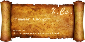Kremser Csongor névjegykártya